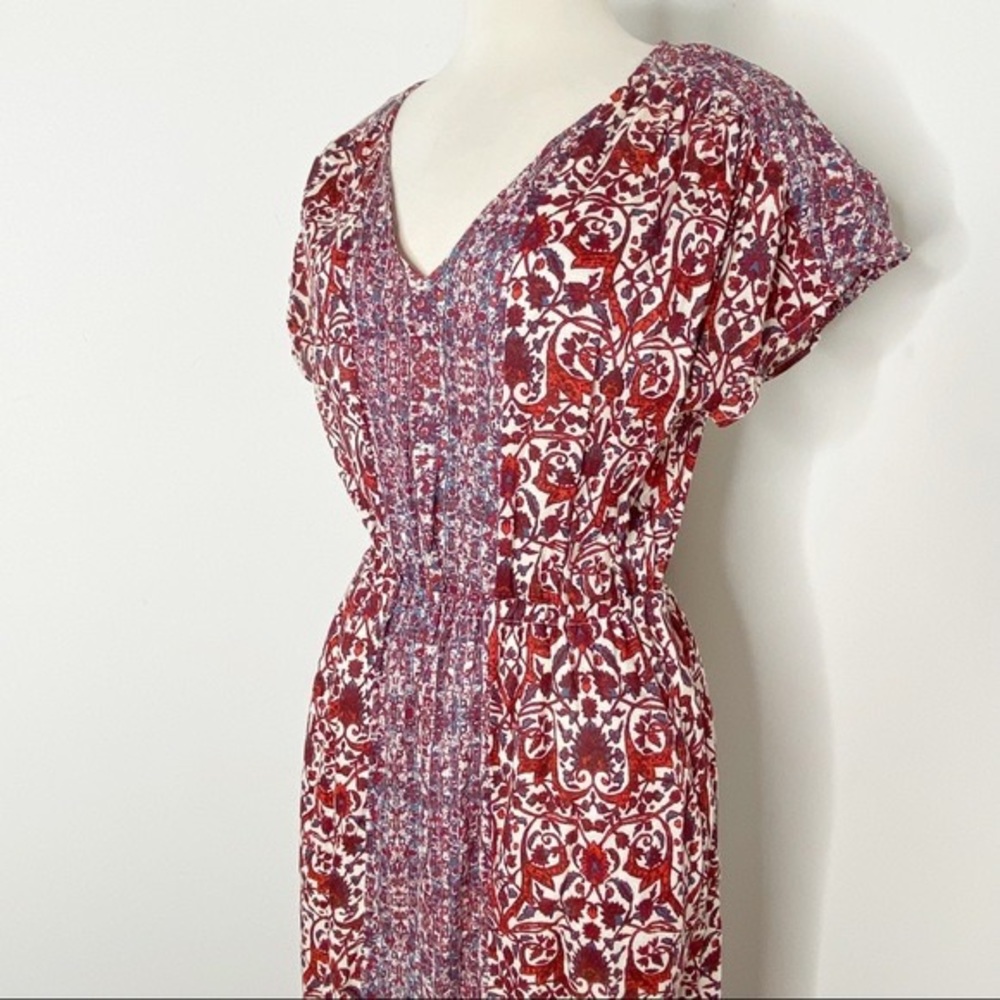 Lucky Brand Red and Blue Floral Boho Maxi Dress